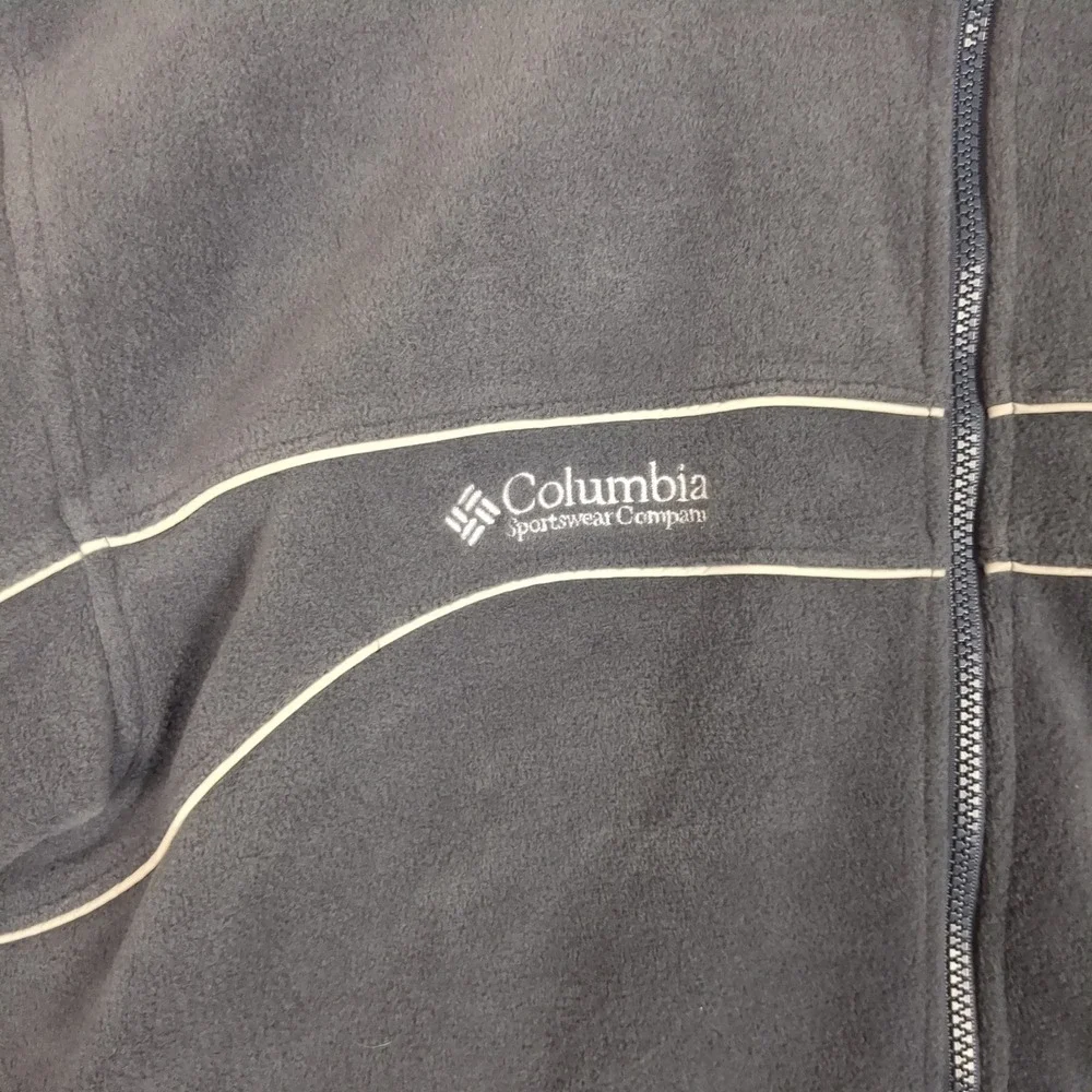 Columbia Mens Gray Full Zip Fleece Jacket‎ Large Interchange Mock Neck Piping